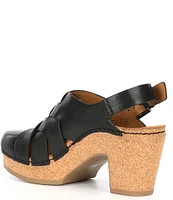 Aetrex Paige Leather Platform Slingback Clogs