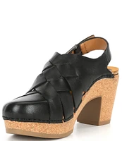 Aetrex Paige Leather Platform Slingback Clogs