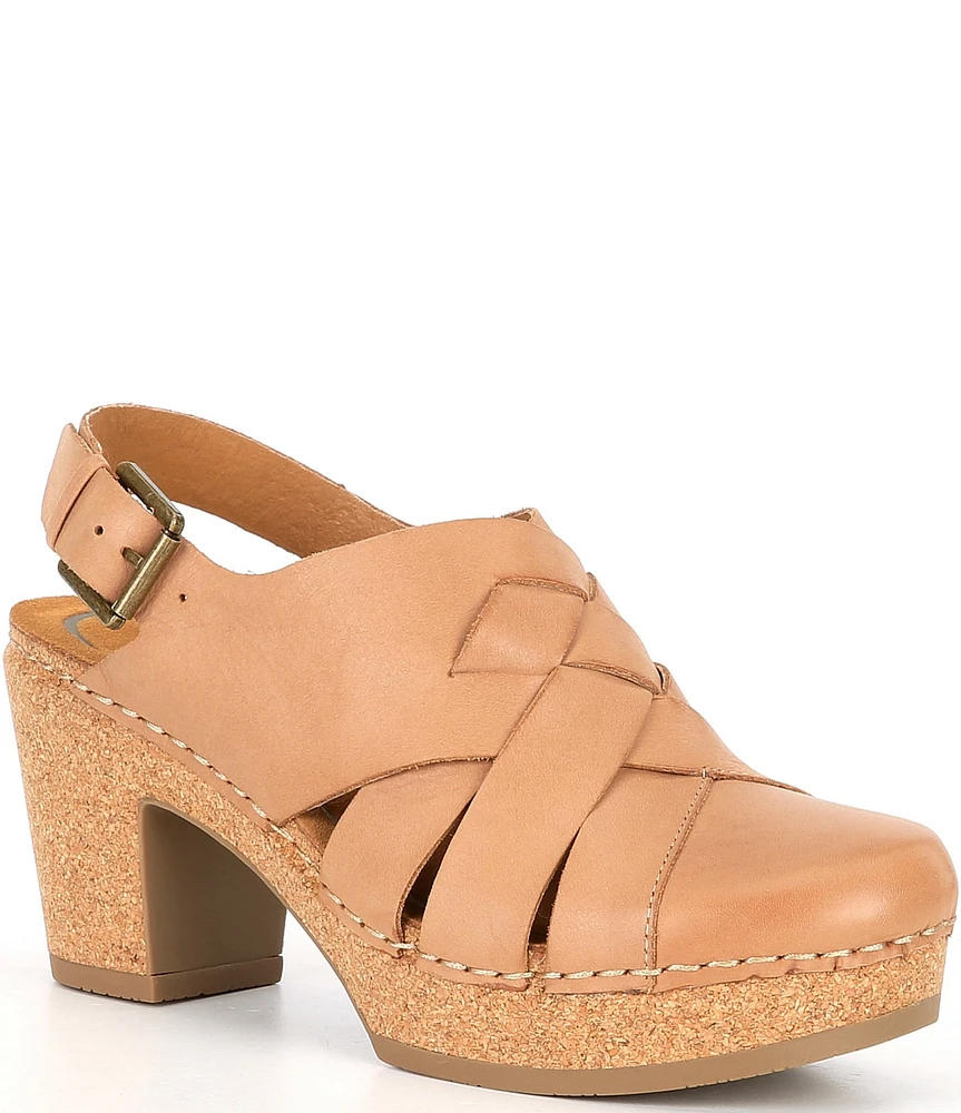 Aetrex Paige Leather Platform Slingback Clogs