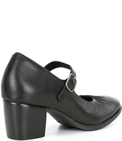 Aetrex Blk Sara MJ Strap Leather Pumps