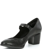 Aetrex Blk Sara MJ Strap Leather Pumps