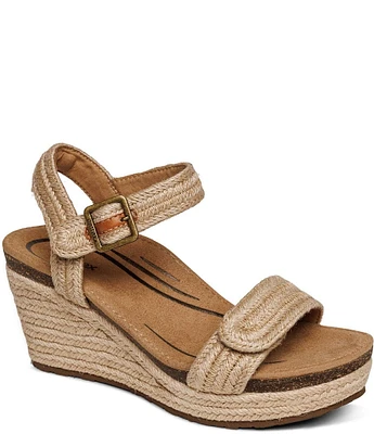 Aetrex Sydney Espadrille Platform Banded Wedge Sandals