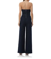 AFRM Bailey Relaxed Off-The-Shoulder Wide Leg Denim Sailor Jumpsuit