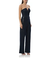 AFRM Bailey Relaxed Off-The-Shoulder Wide Leg Denim Sailor Jumpsuit
