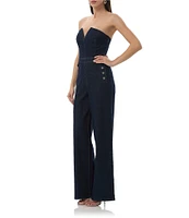 AFRM Bailey Relaxed Off-The-Shoulder Wide Leg Denim Sailor Jumpsuit