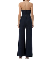 AFRM Bailey Relaxed Off-The-Shoulder Wide Leg Denim Sailor Jumpsuit