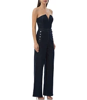 AFRM Bailey Relaxed Off-The-Shoulder Wide Leg Denim Sailor Jumpsuit