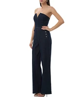 AFRM Bailey Relaxed Off-The-Shoulder Wide Leg Denim Sailor Jumpsuit