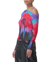 AFRM Barry Printed One Shoulder Neck Long Sleeve Top