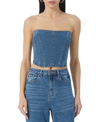 AFRM Bennett Denim Sleeveless Corset Top