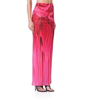 AFRM Coordinating Bevin Floral Printed Ruched Mesh Maxi Skirt