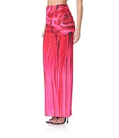 AFRM Coordinating Bevin Floral Printed Ruched Mesh Maxi Skirt