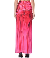 AFRM Coordinating Bevin Floral Printed Ruched Mesh Maxi Skirt