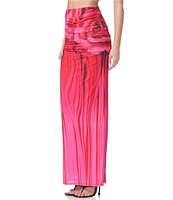 AFRM Coordinating Bevin Floral Printed Ruched Mesh Maxi Skirt