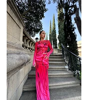 AFRM Coordinating Bevin Floral Printed Ruched Mesh Maxi Skirt