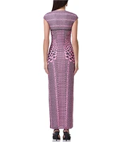 AFRM Cody Petal Print Mesh Crew Neck Cap Sleeve Dress