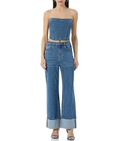 AFRM Denim Kendall Wide Leg Cuff Jeans