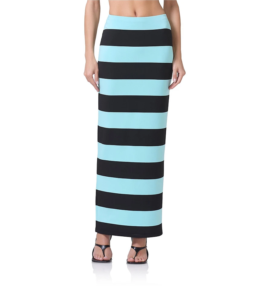 AFRM Franny Stripe Printed Matte Scuba Coordinating Maxi Skirt