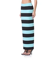 AFRM Franny Stripe Printed Matte Scuba Coordinating Maxi Skirt