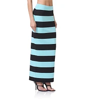 AFRM Franny Stripe Printed Matte Scuba Coordinating Maxi Skirt