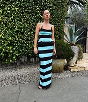 AFRM Franny Stripe Printed Matte Scuba Coordinating Maxi Skirt