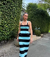 AFRM Franny Stripe Printed Matte Scuba Coordinating Maxi Skirt