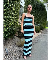 AFRM Franny Stripe Printed Matte Scuba Coordinating Maxi Skirt