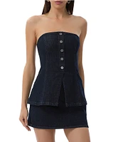 AFRM Janie Off-The-Shoulder Fitted Button Front Sailor Bustier Top