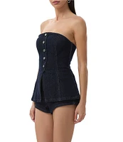 AFRM Janie Off-The-Shoulder Fitted Button Front Sailor Bustier Top