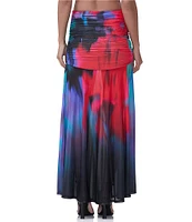 AFRM Leroy Mesh Printed Ruched Maxi Skirt