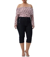 AFRM Plus Size Maxine Dot Print Off-The-Shoulder Long Sleeve Mesh Bodysuit
