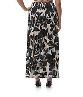 AFRM Plus Size Quincy Floral Mesh Smocked Slit Detail Maxi Skirt