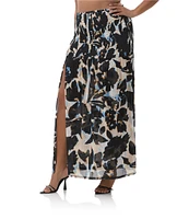 AFRM Plus Size Quincy Floral Mesh Smocked Slit Detail Maxi Skirt