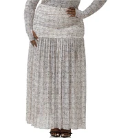 AFRM Plus Val Lace Plaid Ruched Mesh Pleated Coordinating Skirt