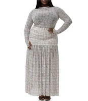AFRM Plus Val Lace Plaid Ruched Mesh Pleated Coordinating Skirt