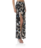 AFRM Quincy Floral Mesh Smocked Slit Detail Coordinating Maxi Skirt