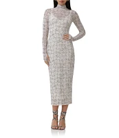 AFRM Shailene Print Turtleneck Long Sleeve Midi Dress
