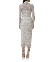 AFRM Shailene Print Turtleneck Long Sleeve Midi Dress