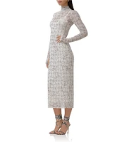 AFRM Shailene Print Turtleneck Long Sleeve Midi Dress