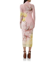 AFRM Shailene Floral Print Turtleneck Long Sleeve Midi Dress
