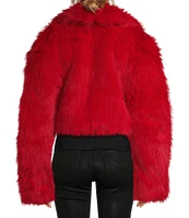 AFRM Stephanie Faux Fur Round Neck Long Barrel Sleeve Cropped Jacket