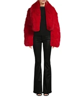 AFRM Stephanie Faux Fur Round Neck Long Barrel Sleeve Cropped Jacket