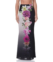 AFRM Tegan Floral Print Mermaid Mesh Floral Print Maxi Skirt