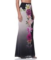 AFRM Tegan Floral Print Mermaid Mesh Floral Print Maxi Skirt