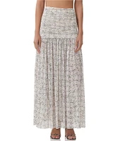 AFRM Val Lace Plaid Ruched Mesh Pleated Coordinating Skirt