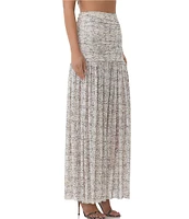 AFRM Val Lace Plaid Ruched Mesh Pleated Coordinating Skirt