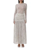 AFRM Val Lace Plaid Ruched Mesh Pleated Coordinating Skirt