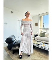 AFRM Val Lace Plaid Ruched Mesh Pleated Coordinating Skirt