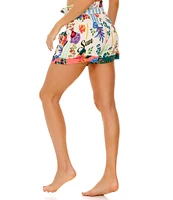 Agua Bendita Addison Floral Printed High Waist Tie Front Coordinating Shorts