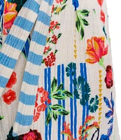 Agua Bendita Addison Floral Printed High Waist Tie Front Coordinating Shorts